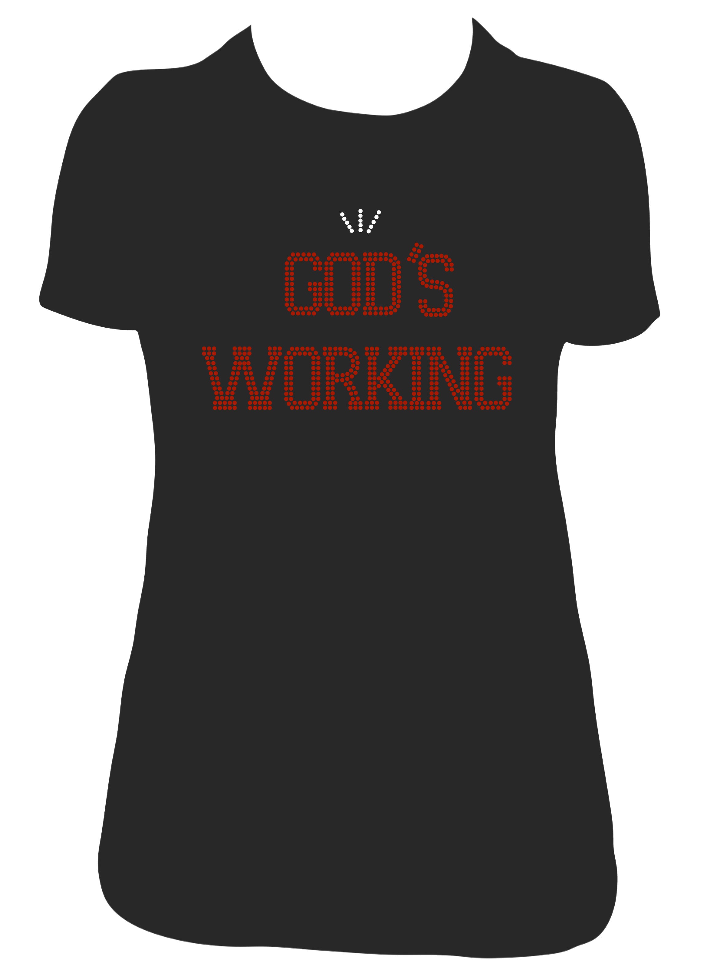 "God's Working" Tee in Rhinestone Bling